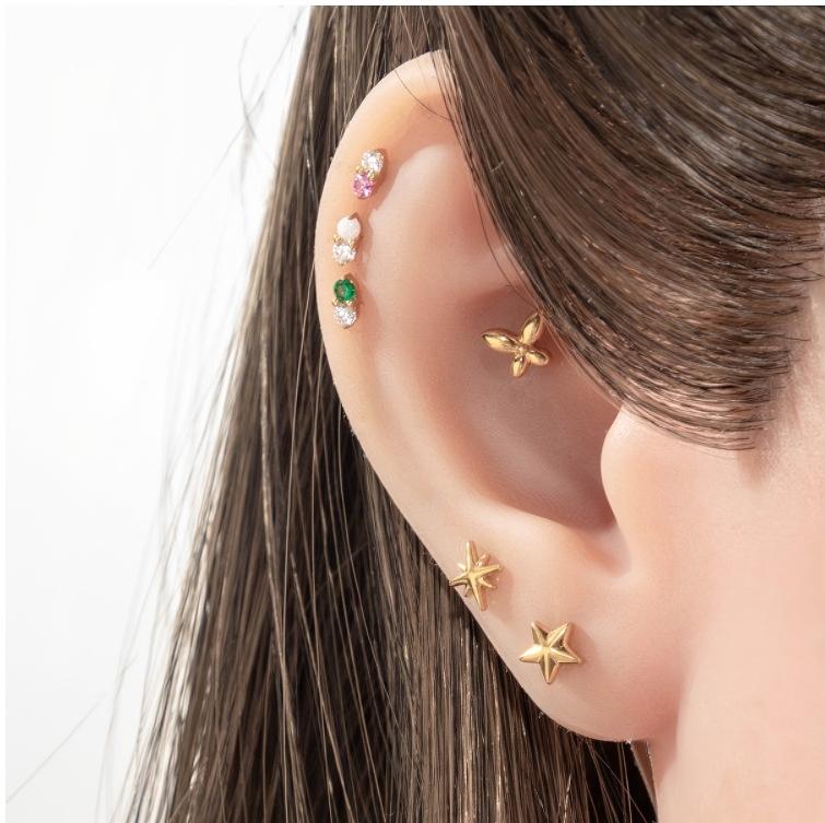 G23/F136 Titanium Zircon Star & Geometric Lip & Cartilage Piercing | Stylish & Hypoallergenic Jewelry