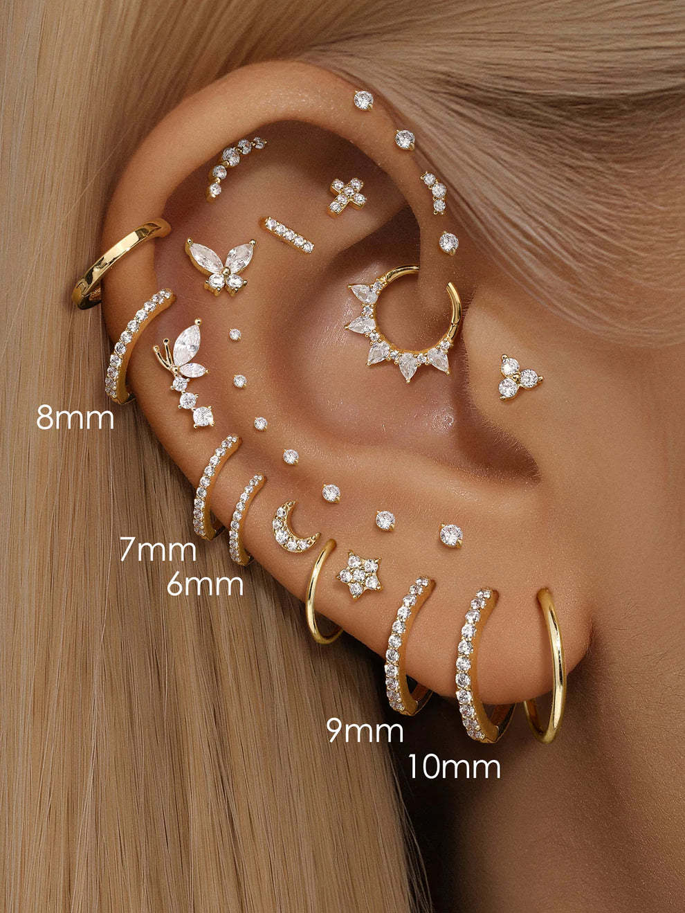 14K Gold Multi-Zircon Stud Earrings – Sparkling Stacking Piece