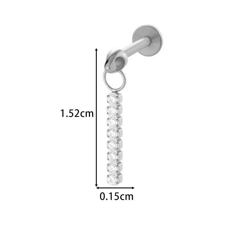 F136 Titanium Internally-Threaded Zirconia Pendant Stud — Star & Hexagram Flat-Back Cartilage Jewelry