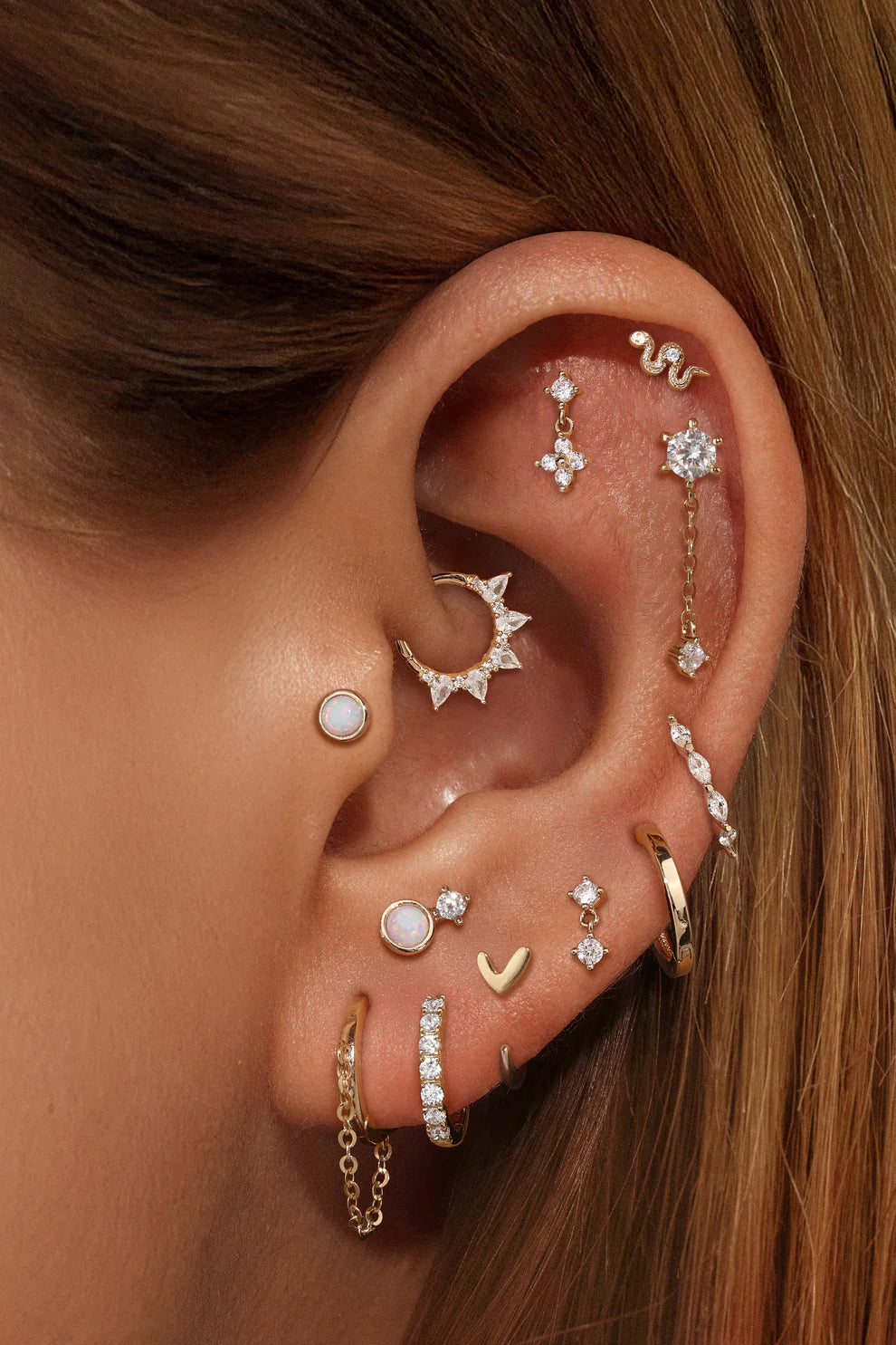 14K Gold Star-Shaped Zircon Stud Earring – Dainty Sparkle for Piercings