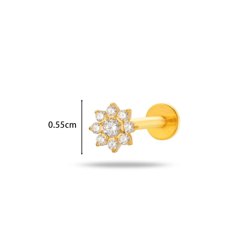 G23/F136 Titanium Moon & Star Push Pin Stud – Flat Base Lip & Ear Cartilage Piercing Jewelry | 12 Styles