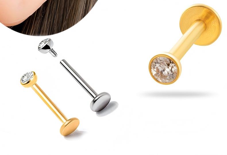 G23/F136 Titanium Zircon Internally Threaded Lip & Cartilage Piercing | Stylish and Hypoallergenic Jewelry