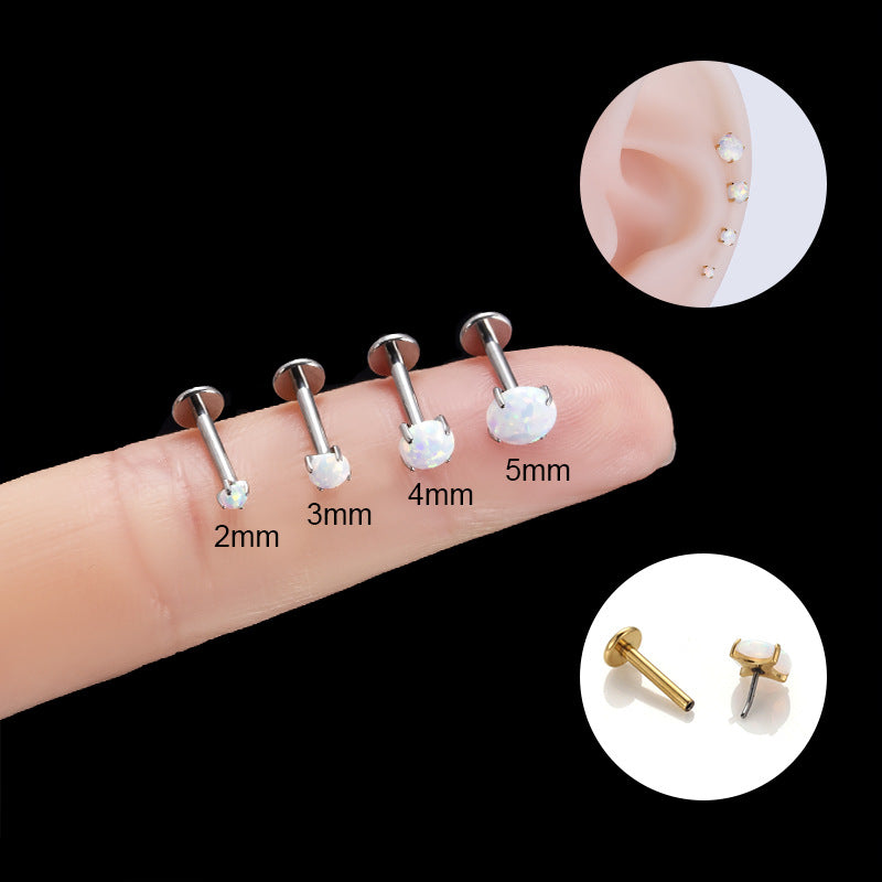 G23/F136 Titanium Opal Insertion Push Pin Cartilage Piercing | Fashionable & Hypoallergenic Jewelry