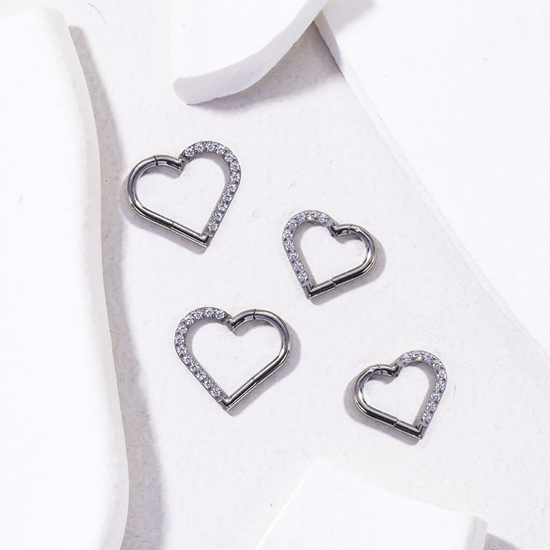 G23/F136 Titanium Zircon Heart Shaped Cartilage Hoop | Fashionable Ear Piercing Jewelry