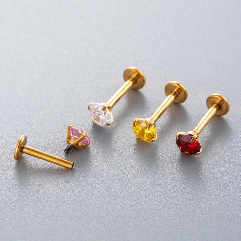 Minimalist Titanium Cartilage Barbell with Zircon – Hypoallergenic Piercing Jewelry