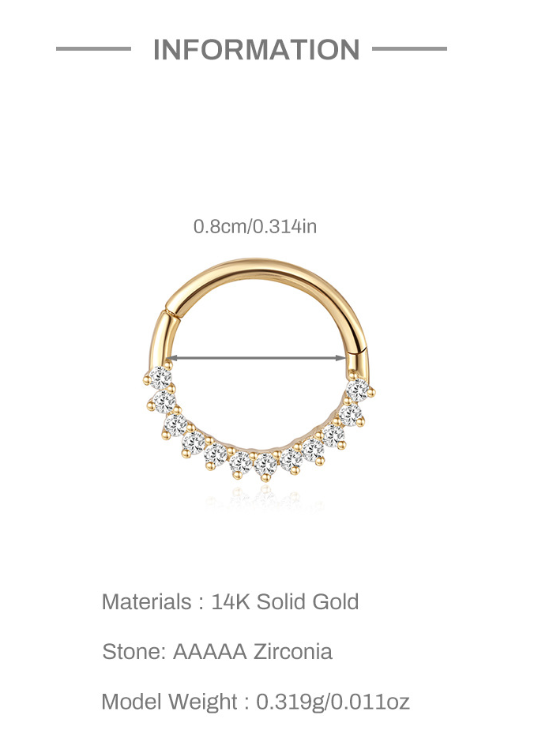 14K Gold Inlaid Zircon Stud Earring – Sleek Sparkle for Piercing Stacks