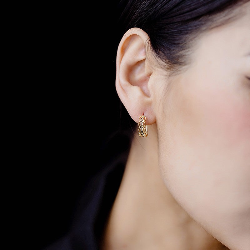 14K Gold Circle-Wrapped Shiny Earrings – 5 Pairs | Elegant & Lightweight Gift Set