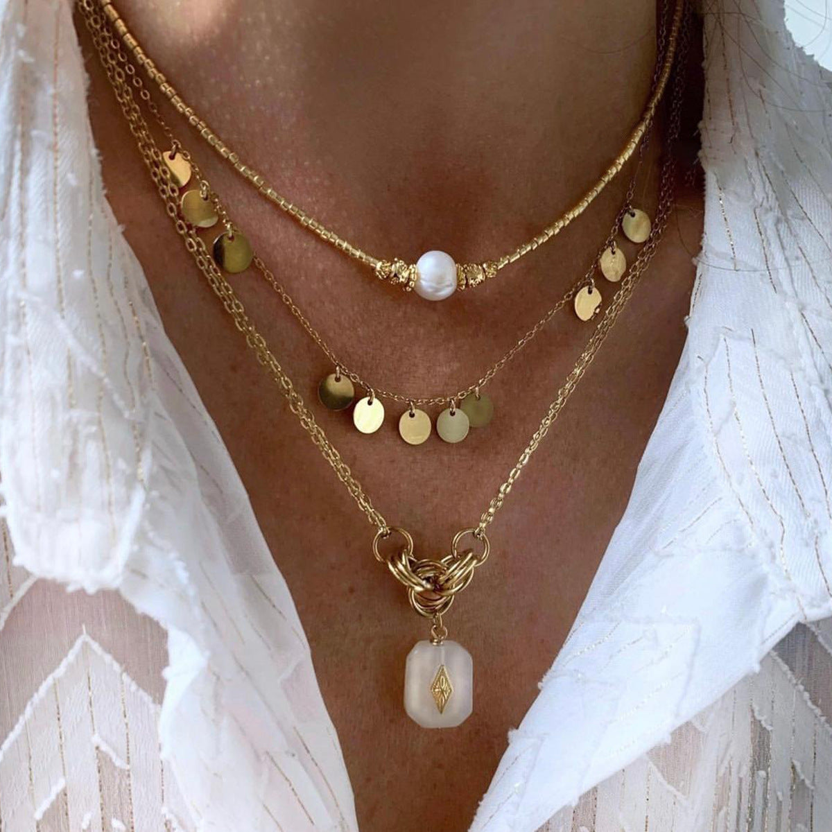 18K Gold Plated Stainless Steel Necklace Collection – Pearl, Tassel & Crystal Pendant Fashion Jewelry