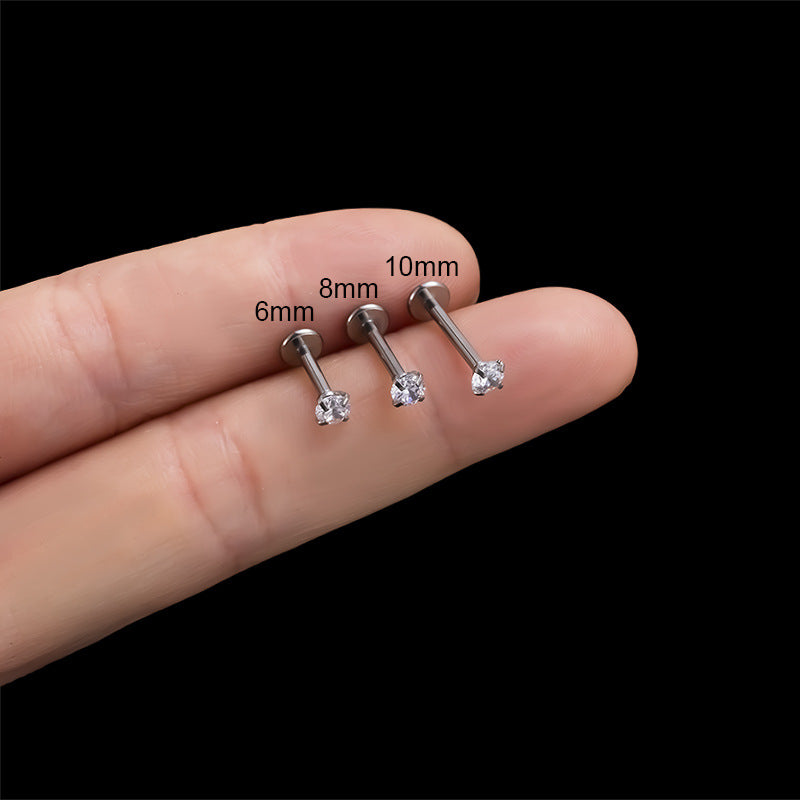 G23 Titanium Zircon Lip & Cartilage Piercing Jewelry | Internally Threaded Studs | Fashionable & Hypoallergenic