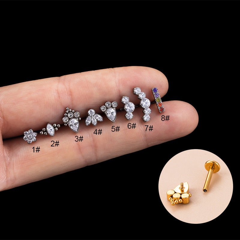 F136 Titanium Internally Threaded CZ Cartilage Stud – Hypoallergenic & Secure Piercing Jewelry