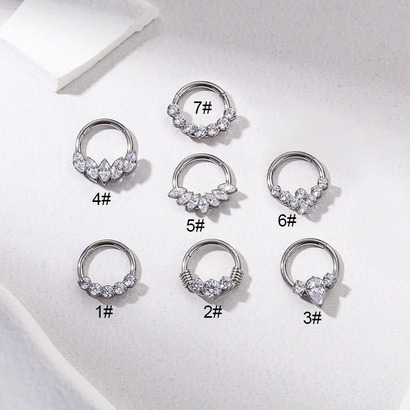 G23/F136 Titanium Zircon Piercing Hoop | 16G x 8mm, Hypoallergenic Closed Hoop for Nose & Ear Cartilage