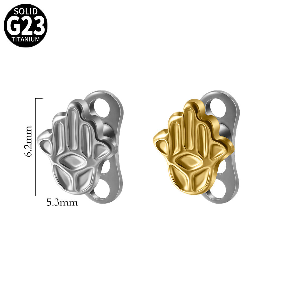 ASTM F136Titanium Hand Dermal Anchor – Palm-Shaped Skin Implant Piercing Jewelry