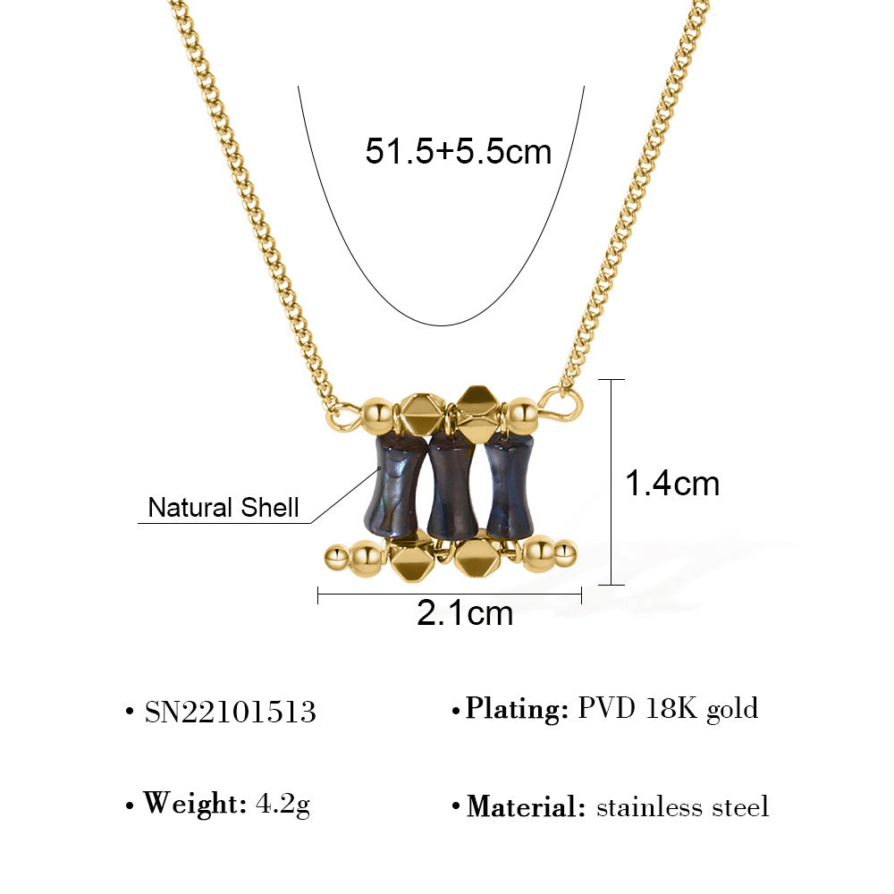 18K Gold Plated Titanium Steel Natural Stone Pendant Necklace & Bracelet Set – Non-Fading Luxury Design