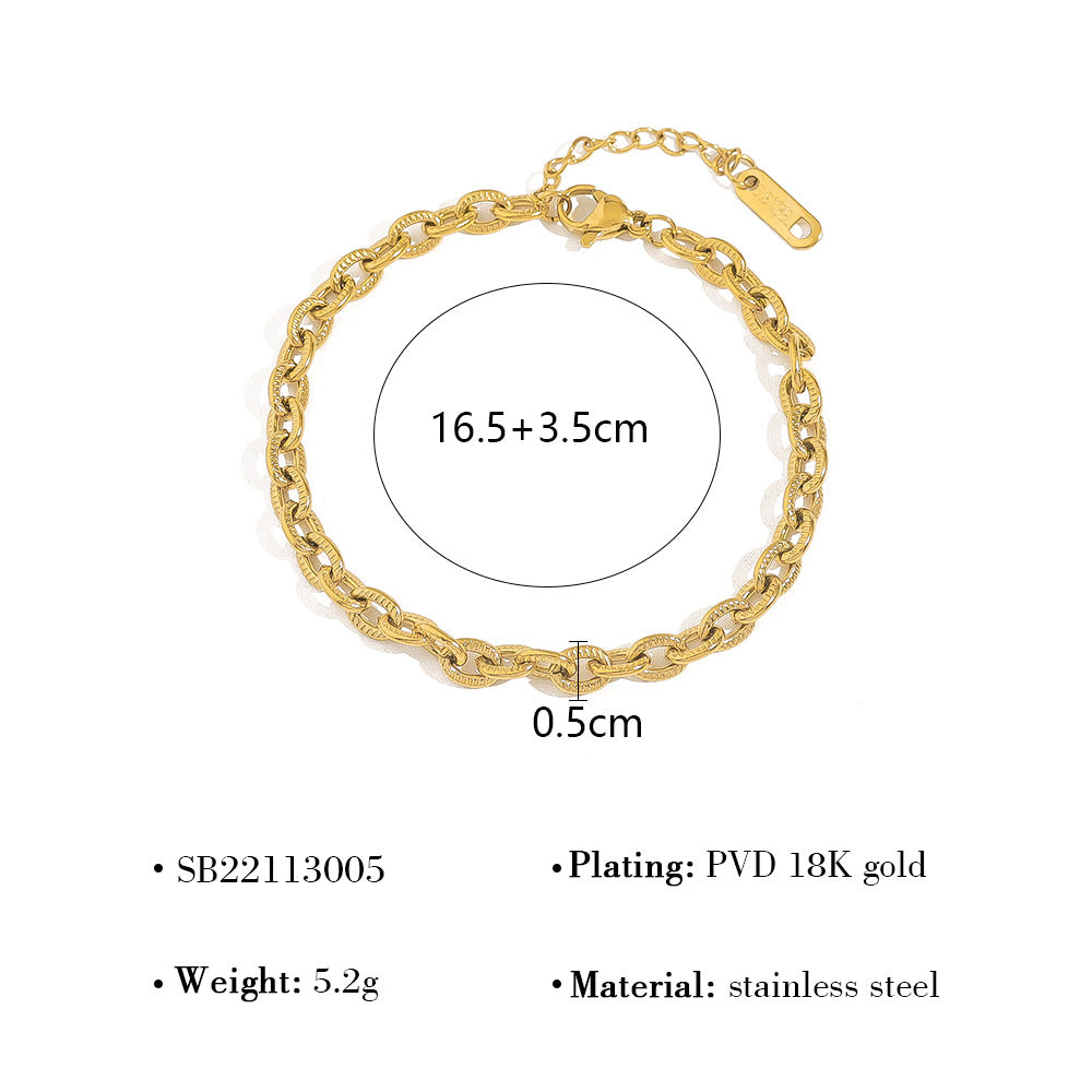 18K Gold Plated Titanium Steel Fashion Layered Butterfly Heart Flower Bracelet Set – Luxe Versatile Design