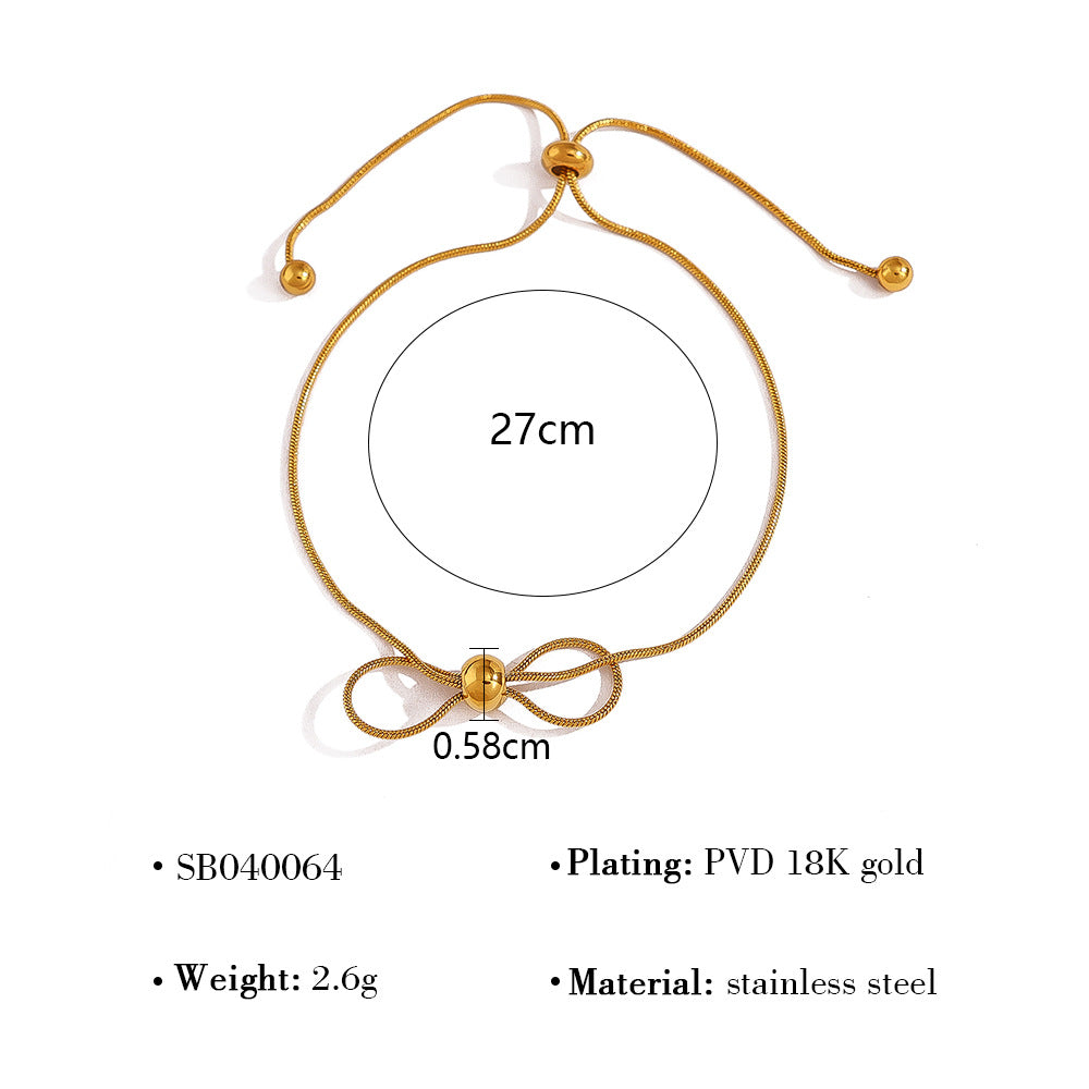 18K Gold Plated Stainless Steel Creative Tassel Bead Pull Butterfly Design Pendant Necklace Bracelet Set