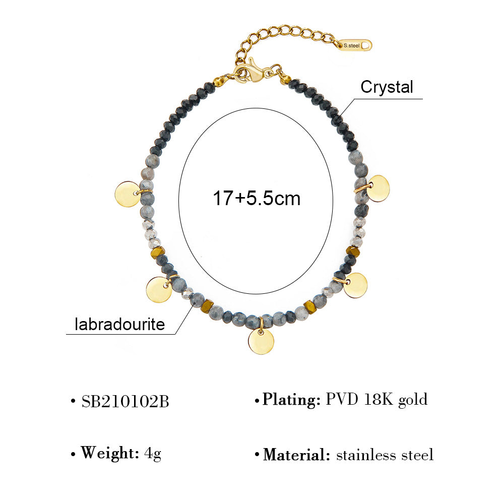 18K Gold Plated Titanium Steel Natural Stone Pendant Necklace & Bracelet Set – Non-Fading Luxury Design