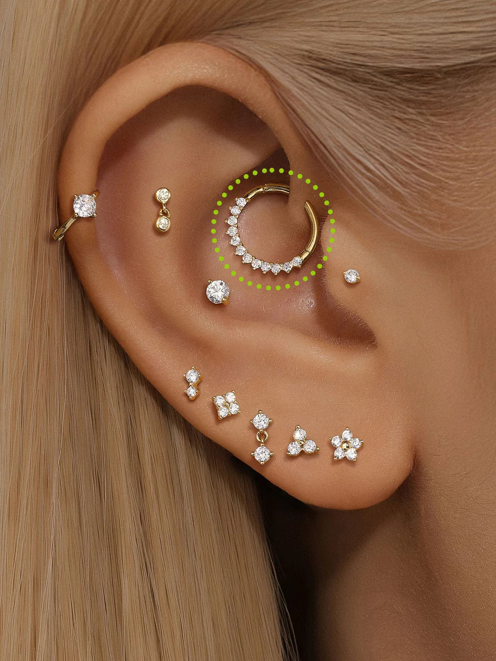 14K Gold Inlaid Zircon Stud Earring – Sleek Sparkle for Piercing Stacks
