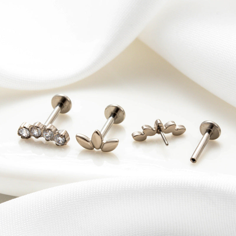 Titanium Heart-shaped Shell Horse Eye Zircon Piercing Earrings Studs