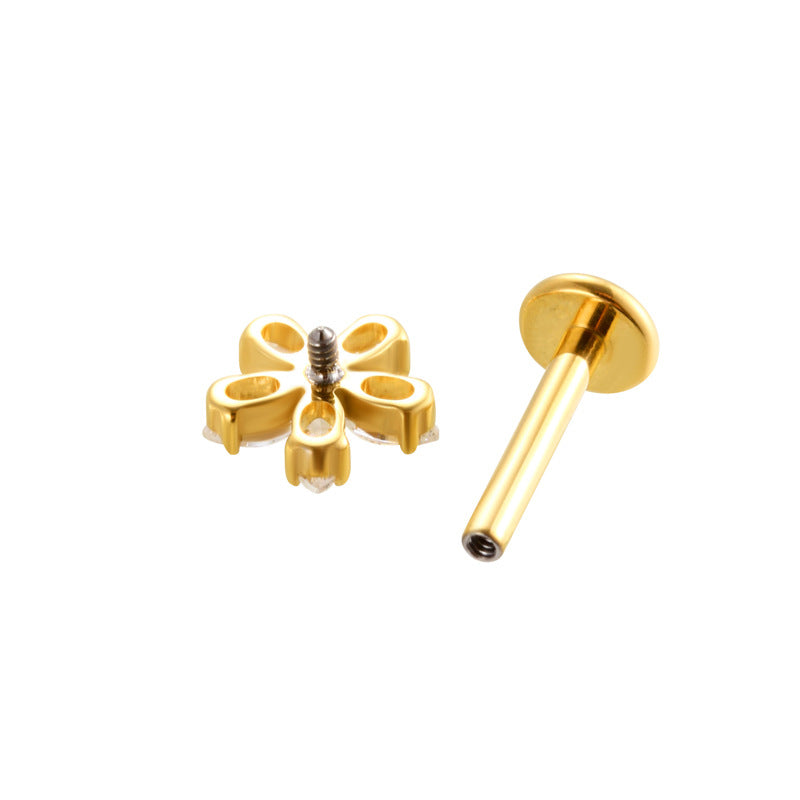 F136 Titanium Zircon Piercing Earrings Studs