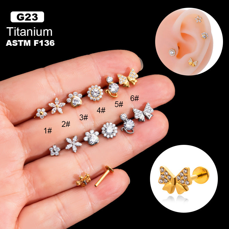 Titanium Zircon Fashion Piercing Earrings Studs