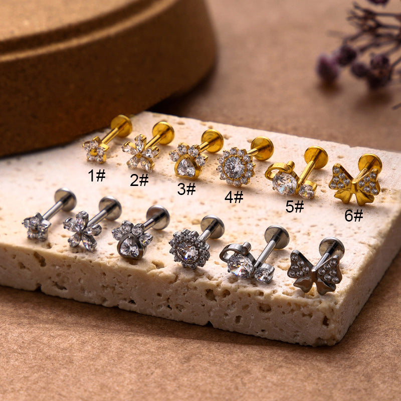 Titanium Zircon Fashion Piercing Earrings Studs