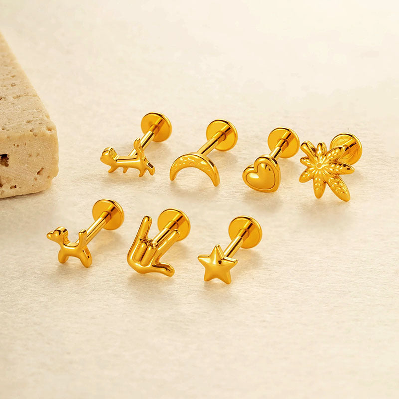 Titanium Internally Threaded Flat Back Piercing Stud for Cartilage
