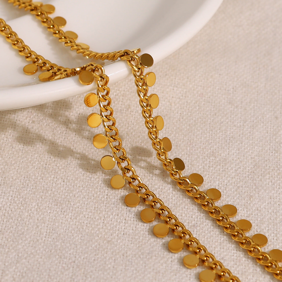 18K Gold Plated Titanium Steel Round Pendant Necklace | Elegant Fashion Jewelry