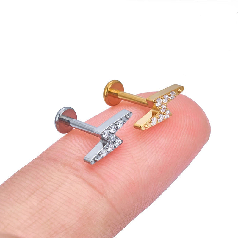 14K Gold Lightning Bolt Zircon Stud Earrings – Bold & Dainty