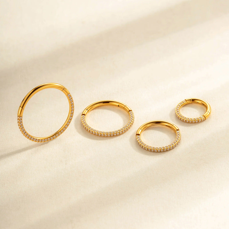 G23/F136 Titanium 1.3mm Closed Hoop with Cubic Zirconia | Nose & Ear Piercing Jewelry