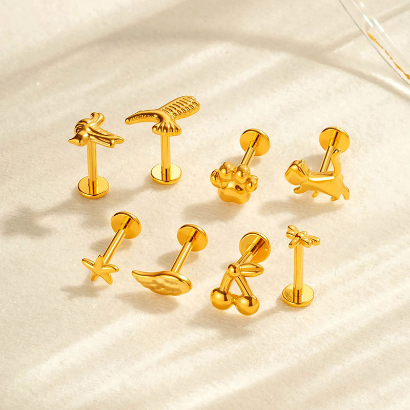 Pure Titanium Animal-Shaped Stud Earrings for Cartilage Piercing | G23/F136 Hypoallergenic