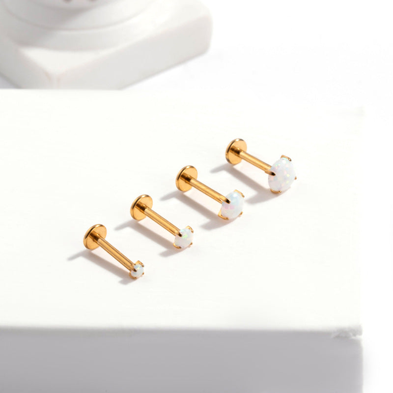 G23/F136 Titanium Opal Insertion Push Pin Cartilage Piercing | Fashionable & Hypoallergenic Jewelry