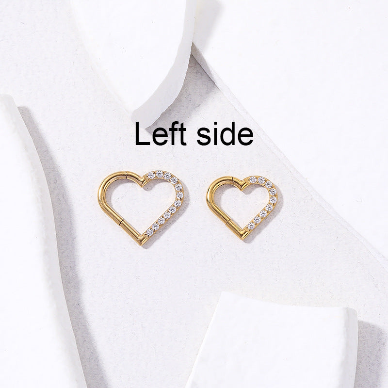 G23/F136 Titanium Zircon Heart Shaped Cartilage Hoop | Fashionable Ear Piercing Jewelry