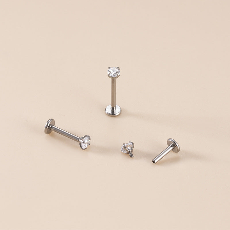 G23 Titanium Zircon Lip & Cartilage Piercing Jewelry | Internally Threaded Studs | Fashionable & Hypoallergenic