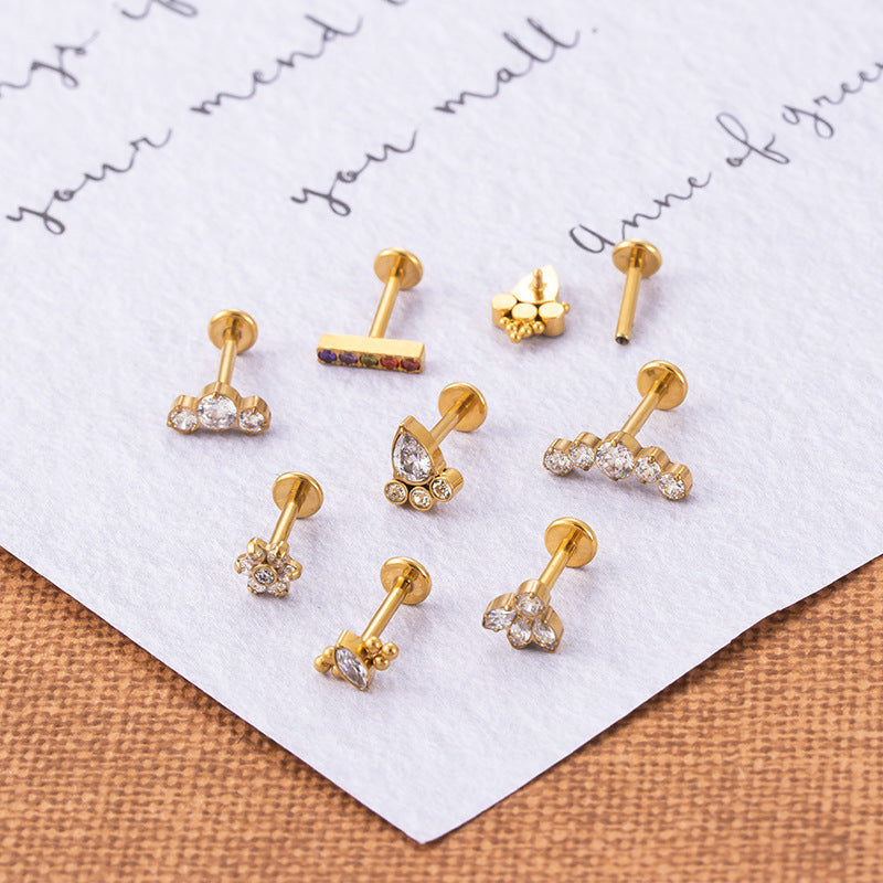F136 Titanium Internally Threaded CZ Cartilage Stud – Hypoallergenic & Secure Piercing Jewelry