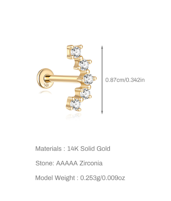 14K Gold Four-Claw Zircon Stud Earrings – Classic & Dainty