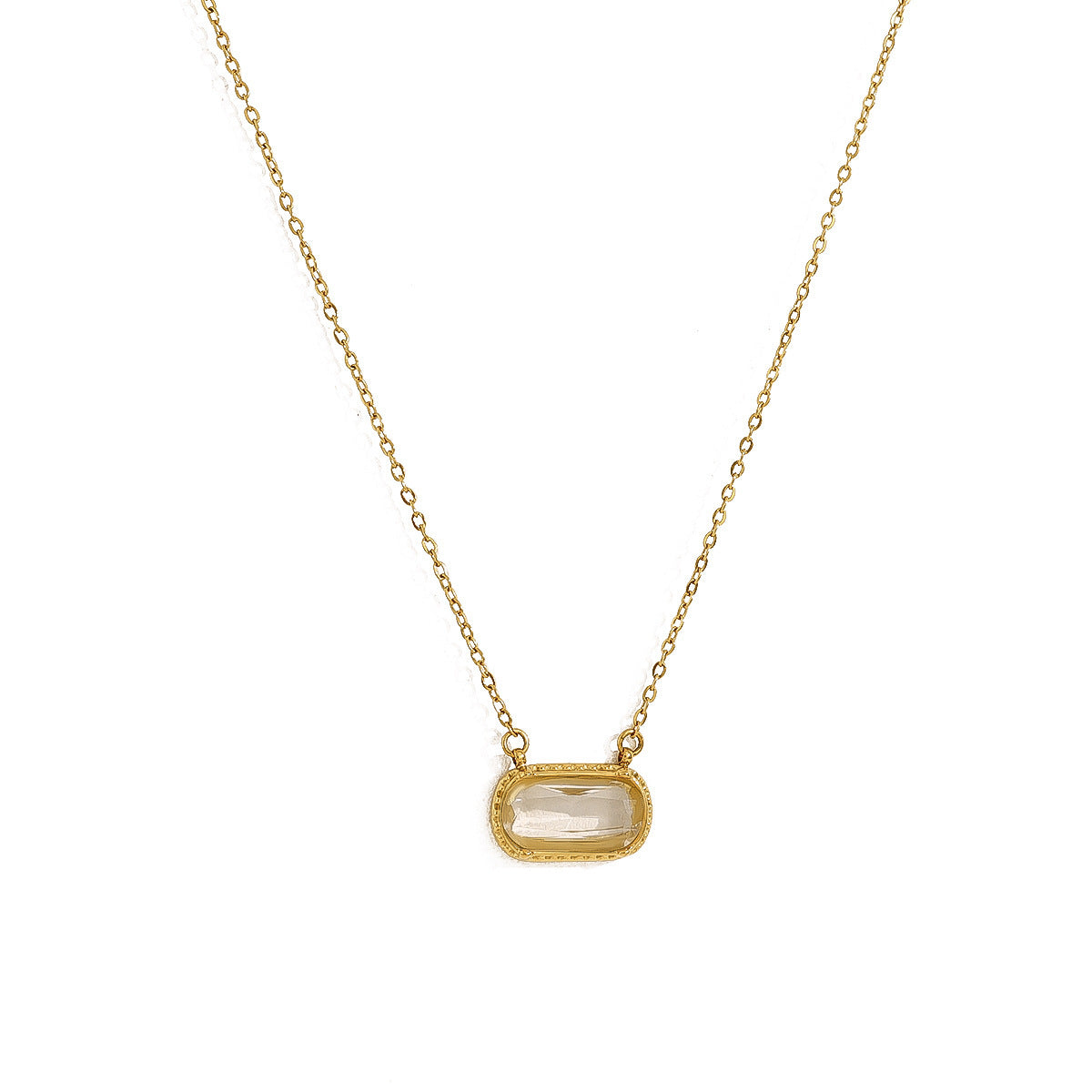 18K Gold Plated Titanium Steel Crystal Pendant Multi-layer Necklace Set - Fashion Jewelry
