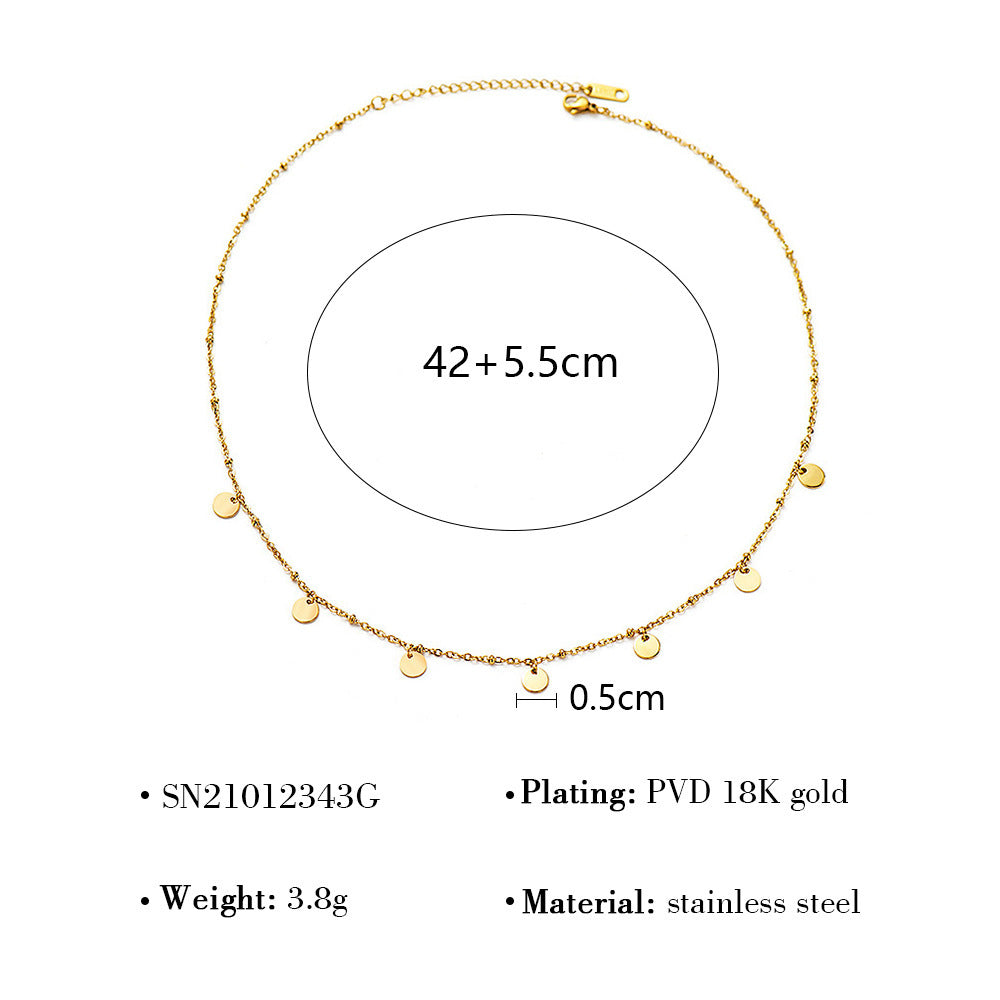 18K Gold Plated Titanium Steel Crystal Pendant Multi-layer Necklace Set - Fashion Jewelry