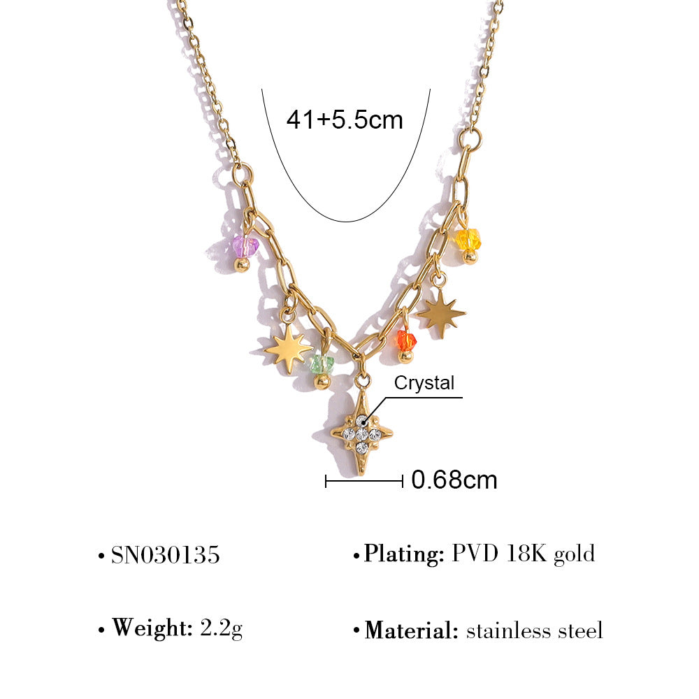 18K Gold Plated Titanium Steel New Eight-Point Star Pendant Necklace