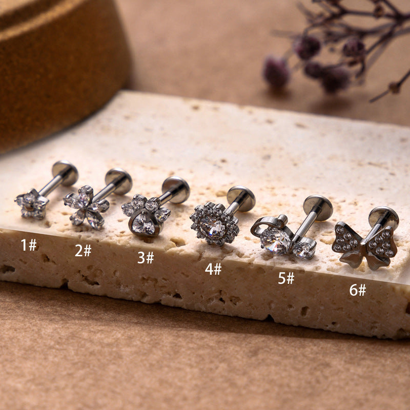 Titanium Zircon Fashion Piercing Earrings Studs