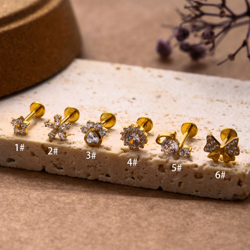 Titanium Zircon Fashion Piercing Earrings Studs