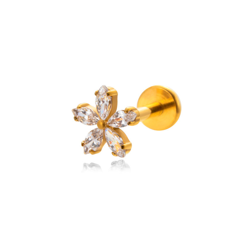 Titanium Zircon Fashion Piercing Earrings Studs