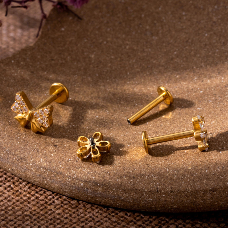 Titanium Zircon Fashion Piercing Earrings Studs