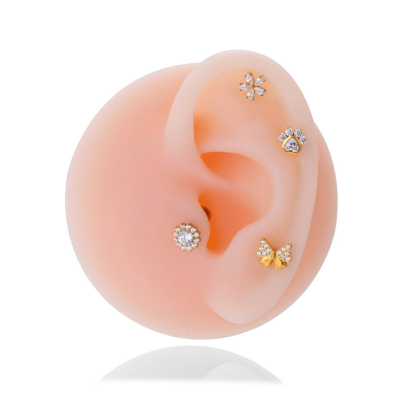 Titanium Zircon Fashion Piercing Earrings Studs