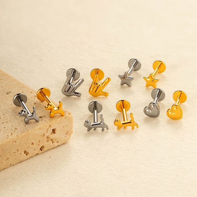 Titanium Internally Threaded Flat Back Piercing Stud for Cartilage