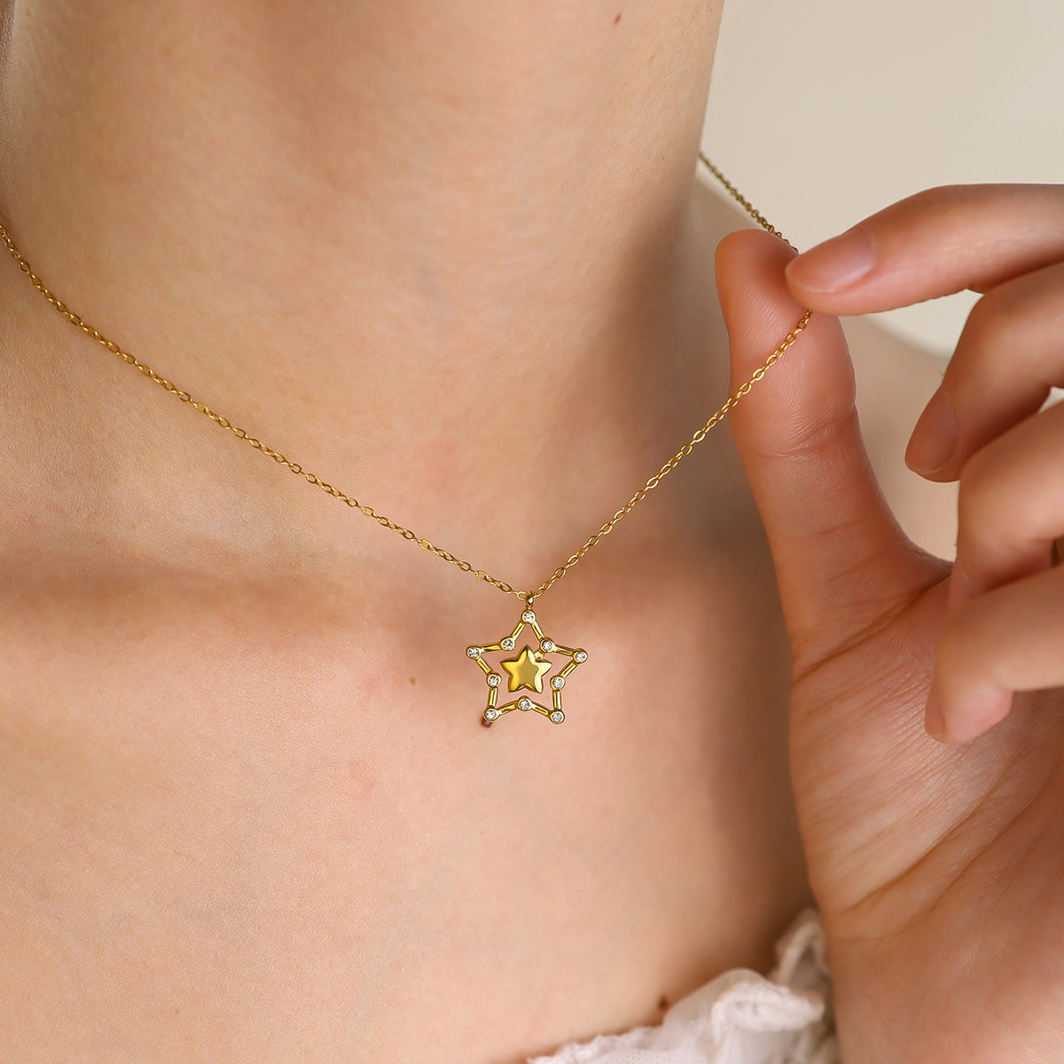 18K Gold Plated Stainless Steel Crystal Pendant Necklace | Heart, Star, Tree of Life & Leaf Designs | Elegant Gift Jewelry for Women