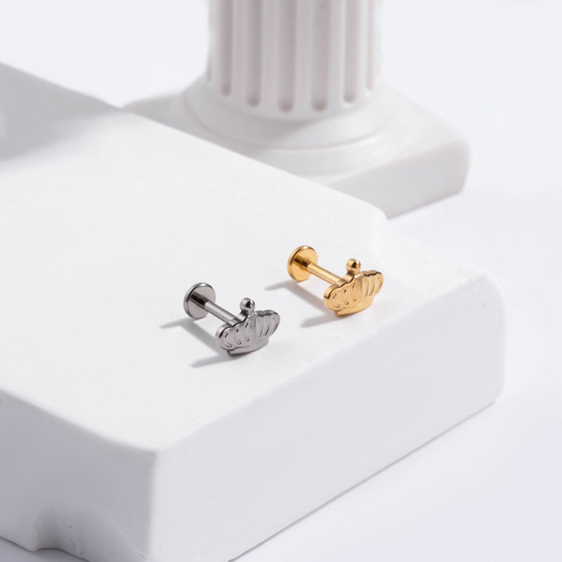 G23/F136 Titanium Crown Internal-Thread Labret & Cartilage Stud — 8 Designs | Gold & Silver