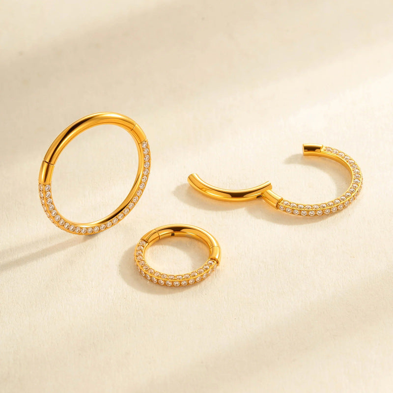 G23/F136 Titanium 1.3mm Closed Hoop with Cubic Zirconia | Nose & Ear Piercing Jewelry