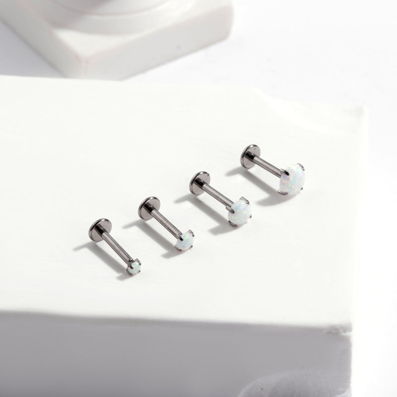 G23/F136 Titanium Opal Insertion Push Pin Cartilage Piercing | Fashionable & Hypoallergenic Jewelry