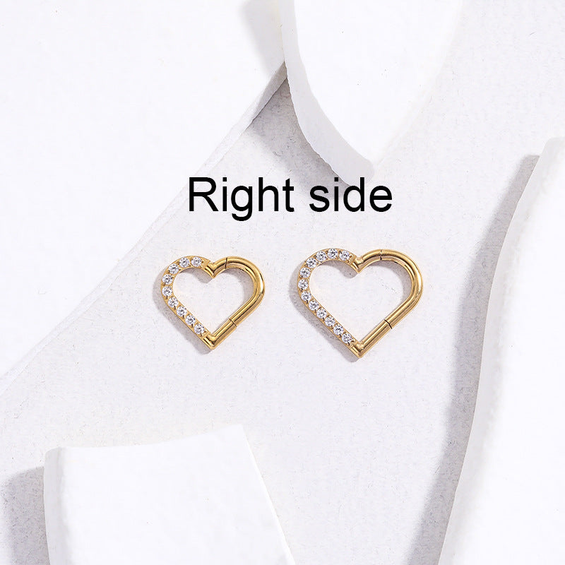 G23/F136 Titanium Zircon Heart Shaped Cartilage Hoop | Fashionable Ear Piercing Jewelry