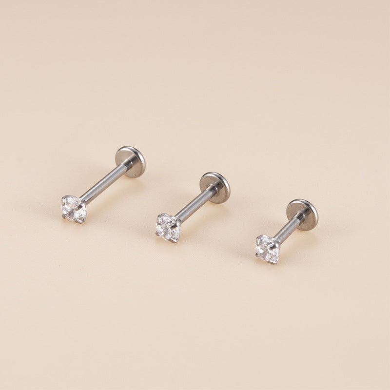 G23 Titanium Zircon Lip & Cartilage Piercing Jewelry | Internally Threaded Studs | Fashionable & Hypoallergenic